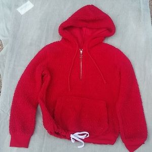 Wild Fable S Fuzzy Red Hoodie with Zipper